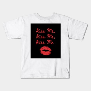 Kiss Me Kiss Me Kiss Me Print Black Kids T-Shirt
